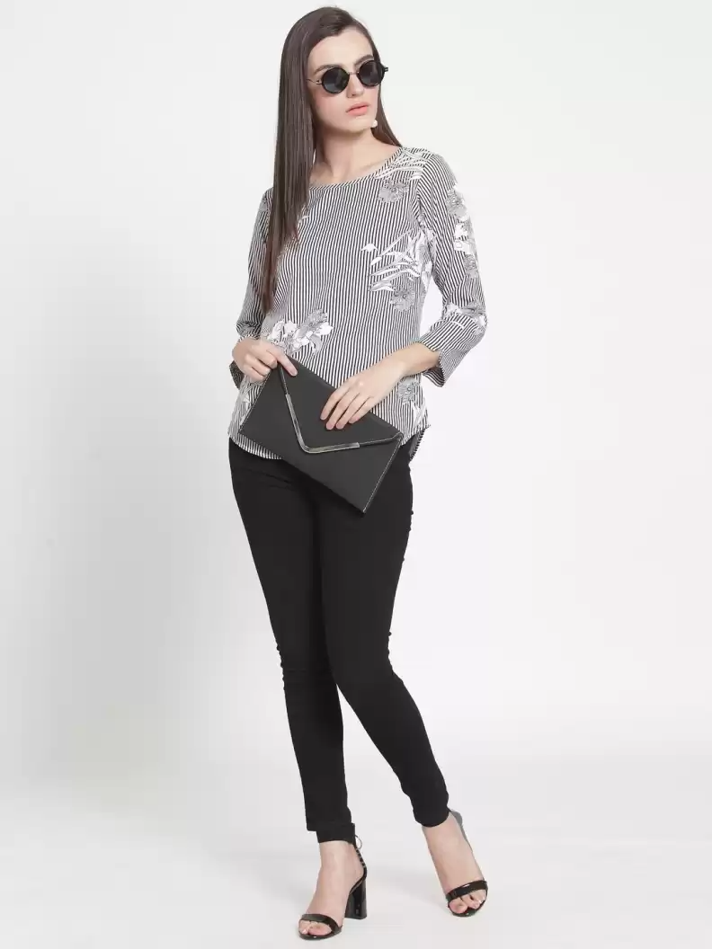 TANDUL  Party Regular Sleeves Printed Women Multicolor Top