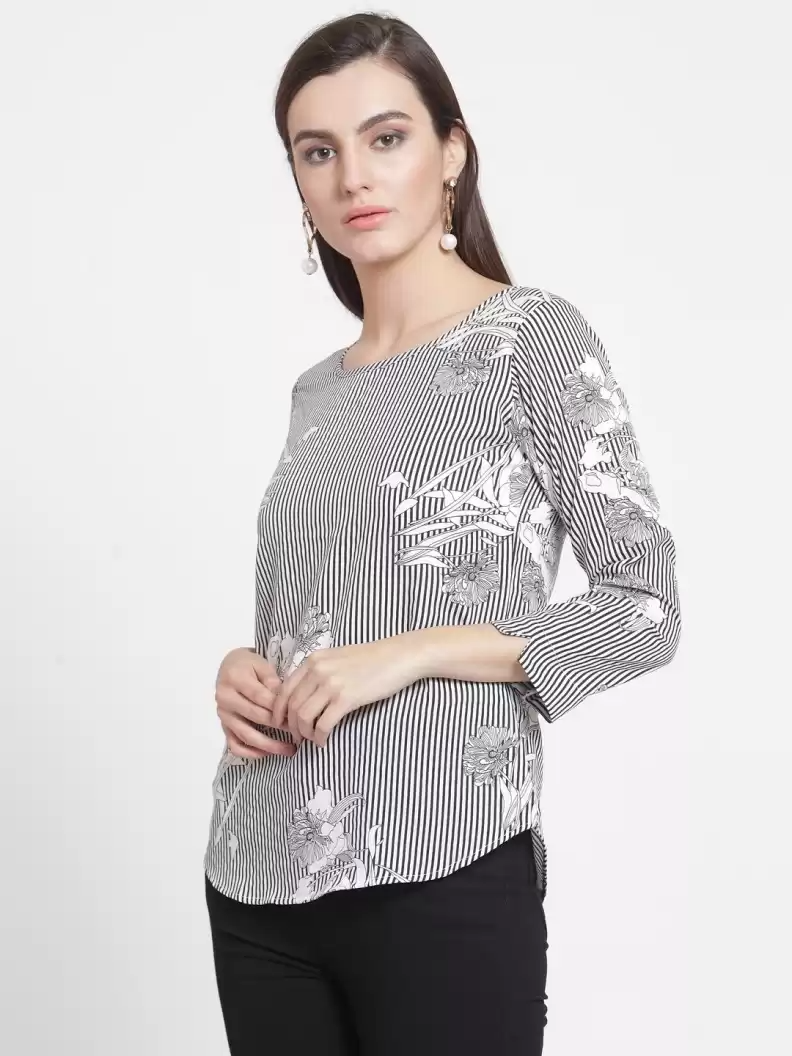 TANDUL  Party Regular Sleeves Printed Women Multicolor Top