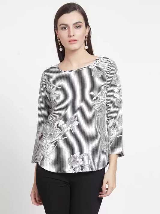 TANDUL  Party Regular Sleeves Printed Women Multicolor Top