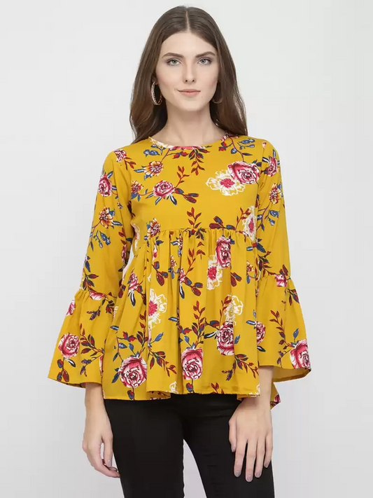 TANDUL  Casual Bell Sleeves Printed Women Multicolor Top