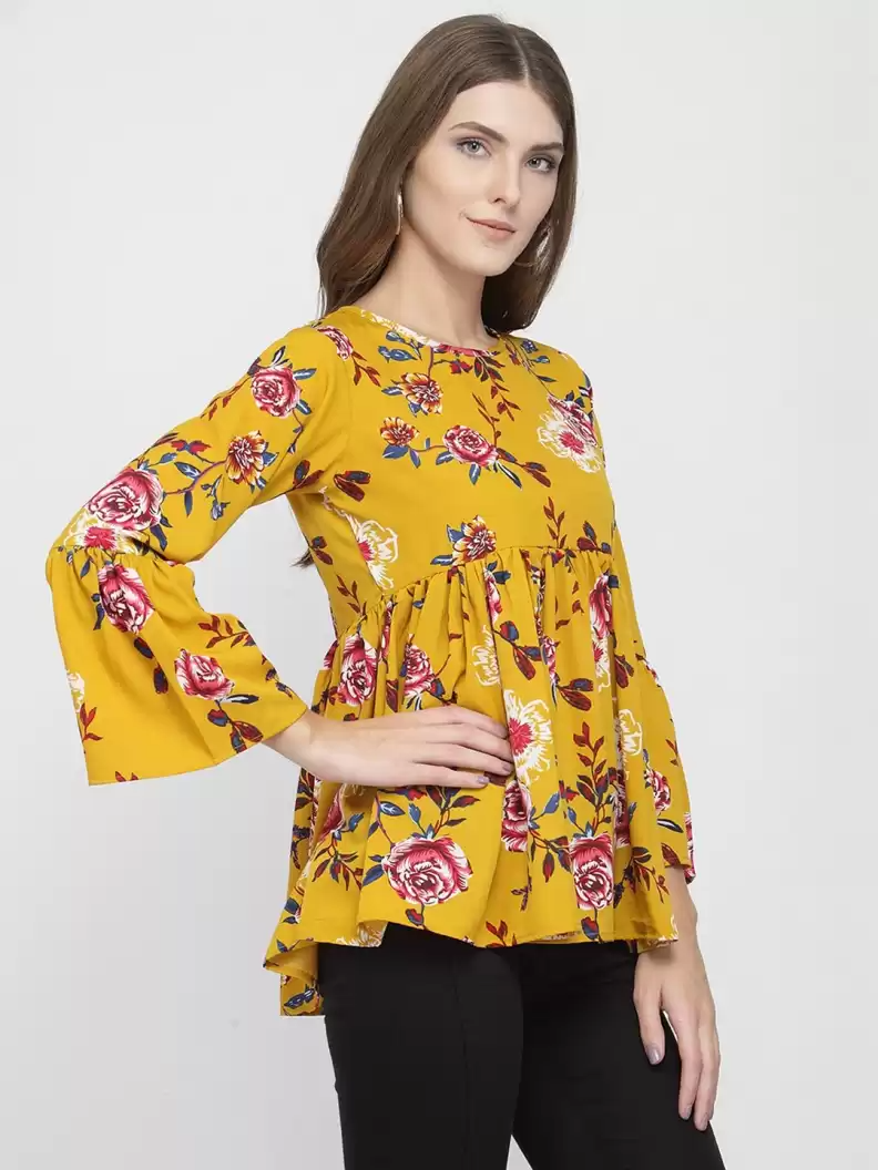 TANDUL  Casual Bell Sleeves Printed Women Multicolor Top
