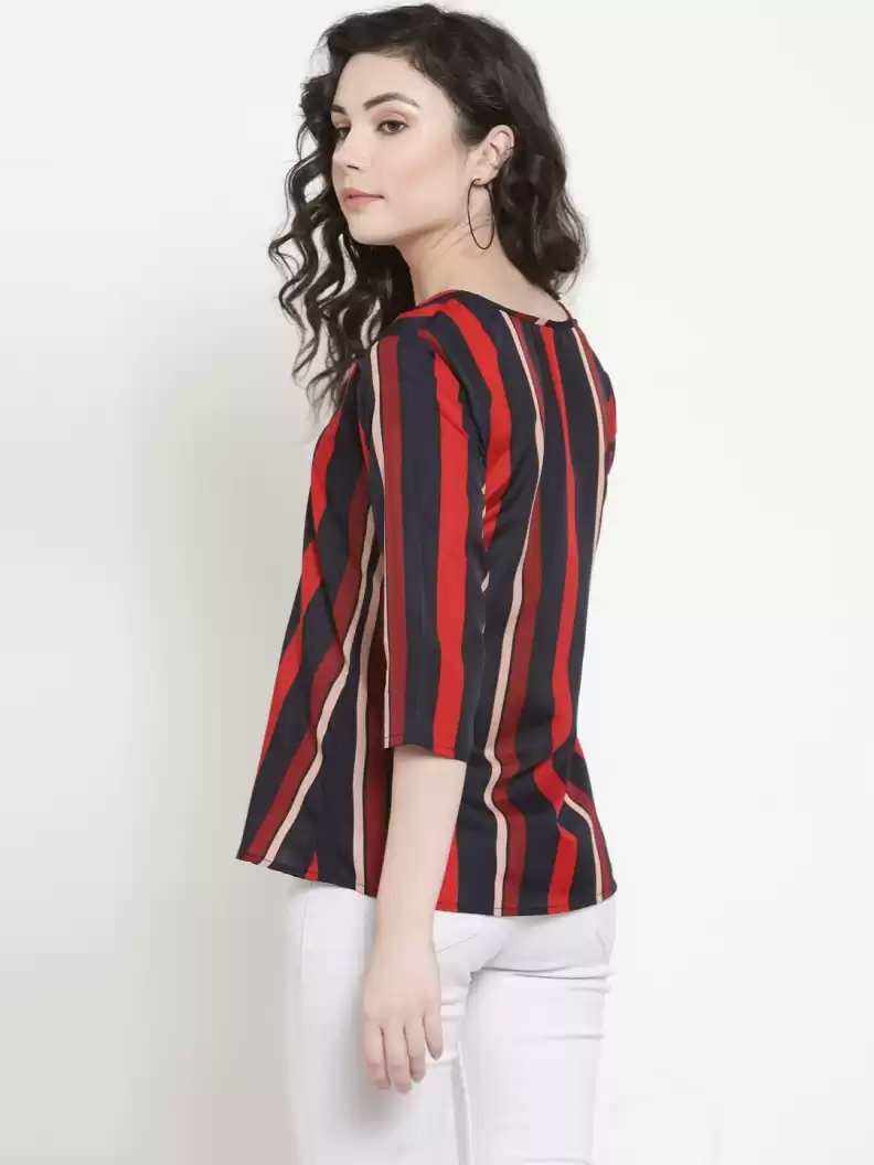 TANDUL  Casual Regular Sleeves Striped Women Multicolor Top