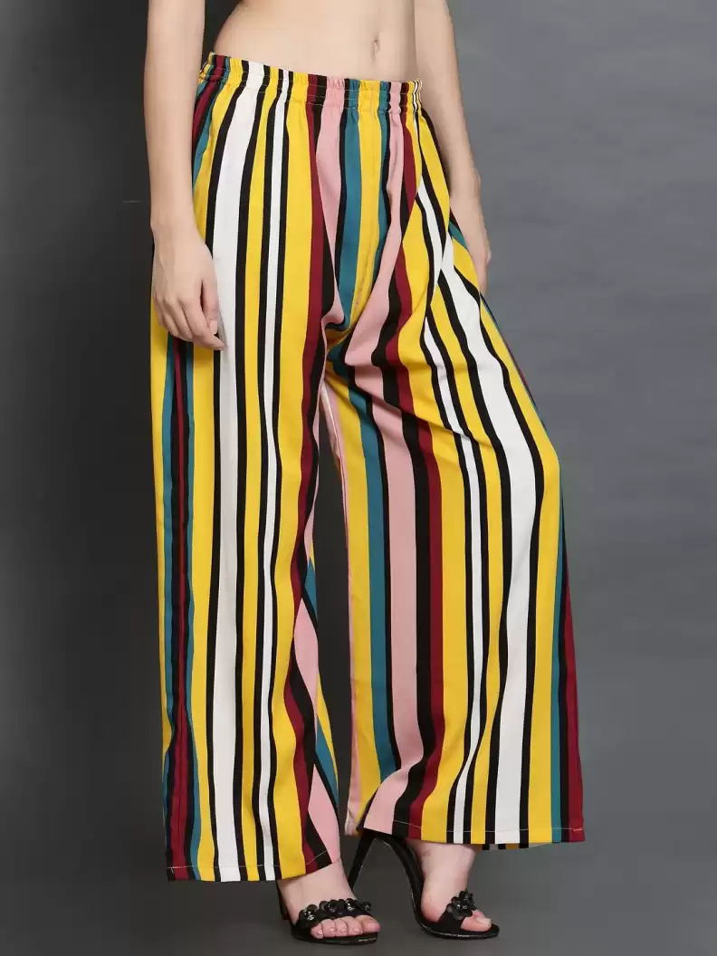 Stacked Flame Regular Fit Women Multicolor Crepe Trousers