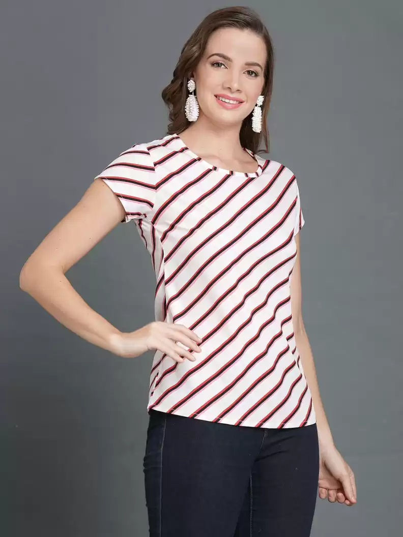 TANDUL  Casual Regular Sleeves Striped Women Multicolor Top