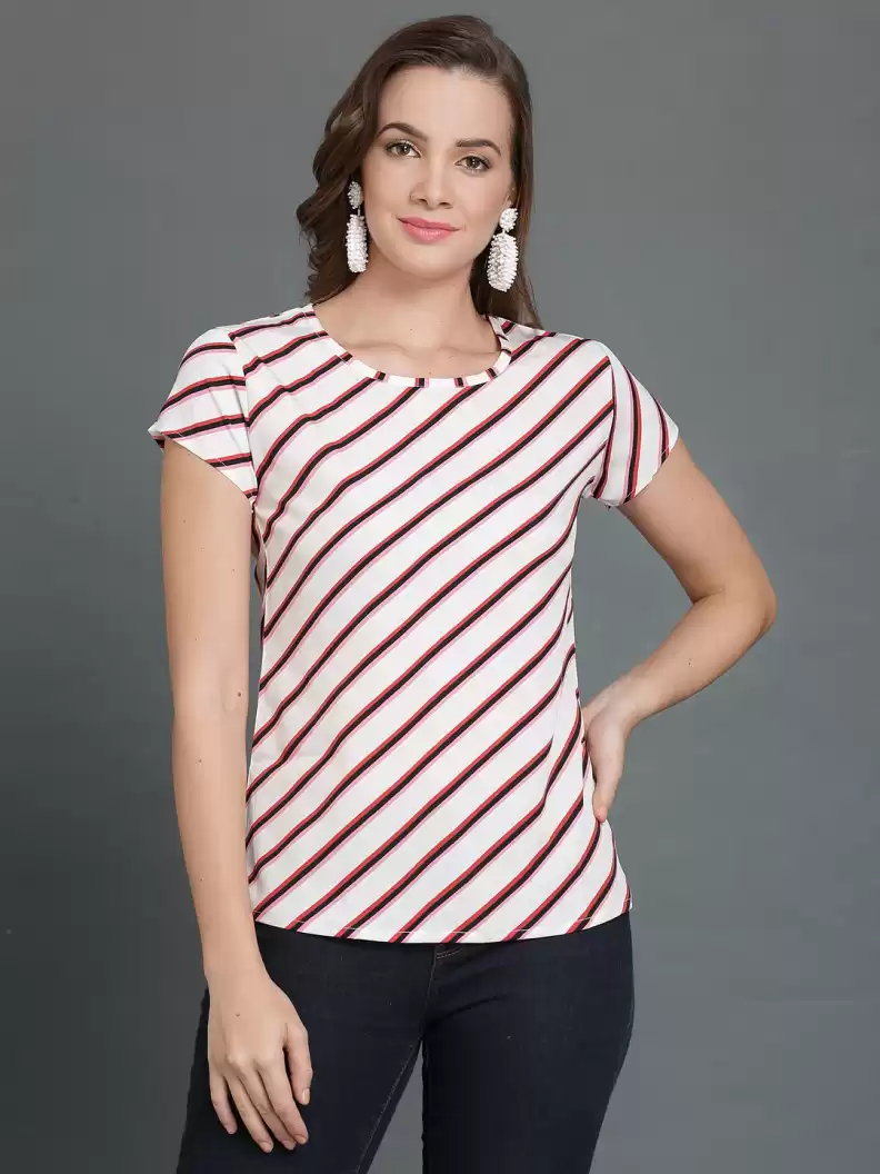 TANDUL  Casual Regular Sleeves Striped Women Multicolor Top