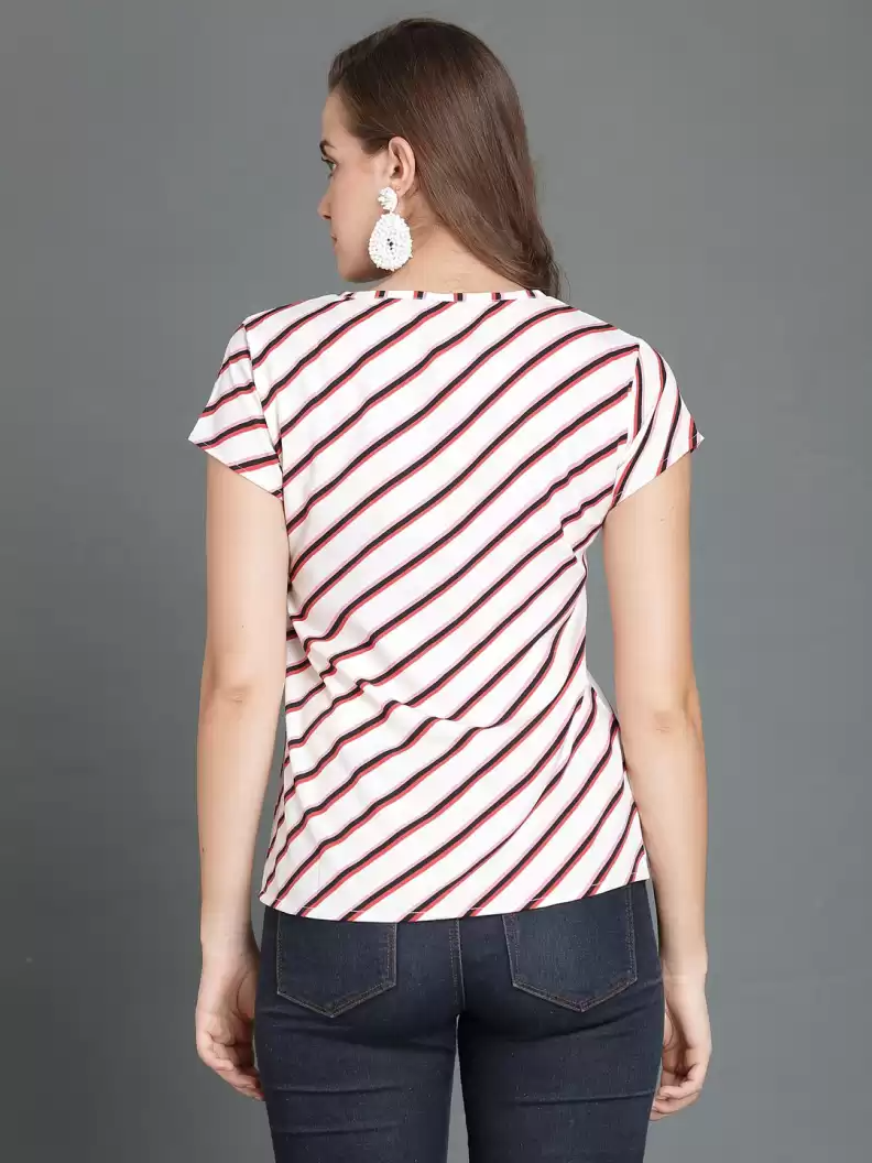 TANDUL  Casual Regular Sleeves Striped Women Multicolor Top