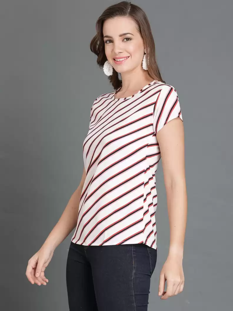 TANDUL  Casual Regular Sleeves Striped Women Multicolor Top