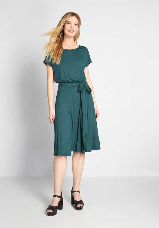 Women Fit and Flare Green Dress