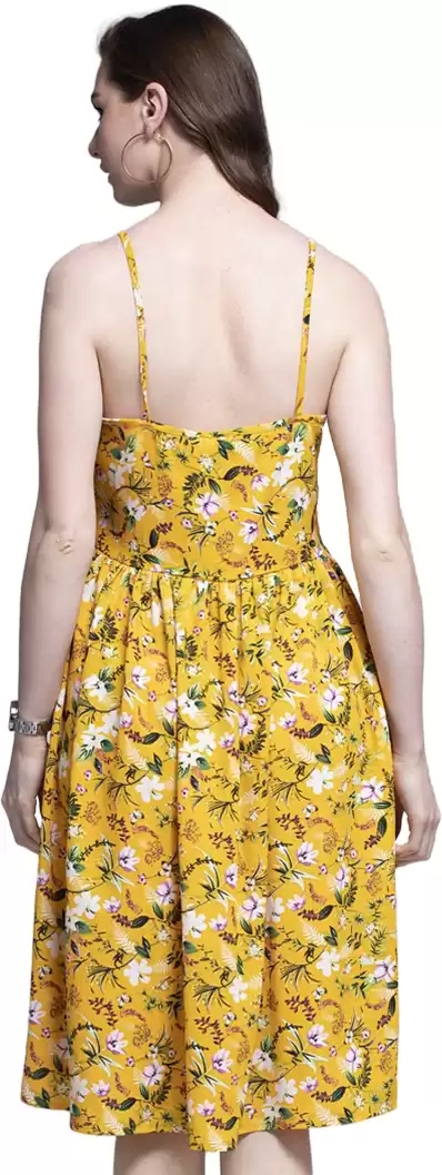 TANDUL  Women Fit and Flare Yellow Dress