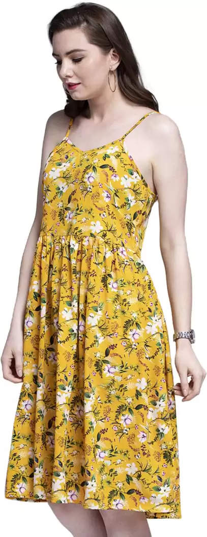 TANDUL  Women Fit and Flare Yellow Dress