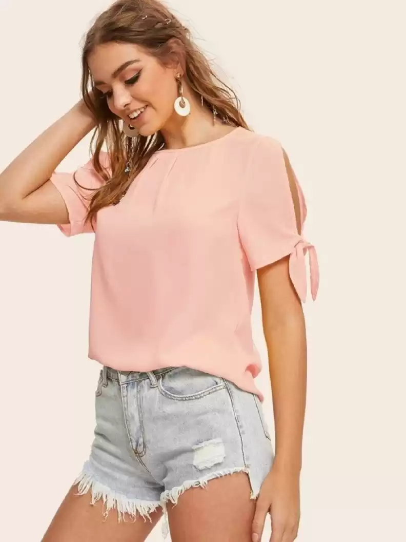 TANDUL  Casual Regular Sleeves Solid Women Pink Top