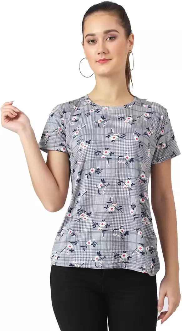 TANDUL  Printed Women Round Neck Multicolor T-Shirt
