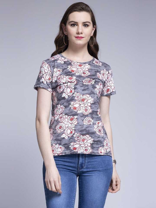 TANDUL  Printed Women Round Neck Multicolor T-Shirt