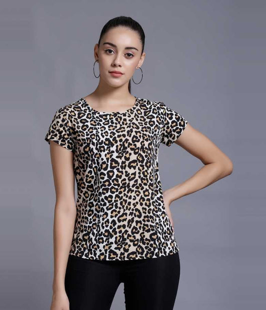 Casual Regular Sleeves Animal Print Women Multicolor Top