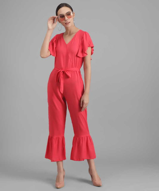 Stacked Flame Solid Women Jumpsuit