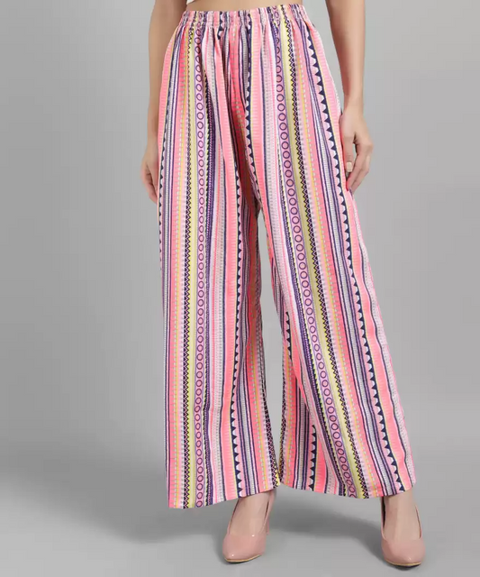 Stacked Flame Regular Fit Women Multicolor Crepe Trousers
