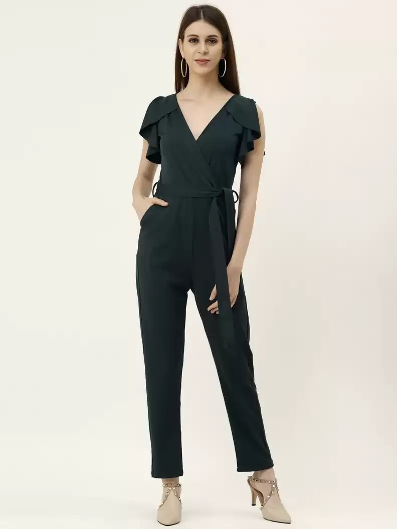 Stacked Flame  Solid Women Jumpsuit
