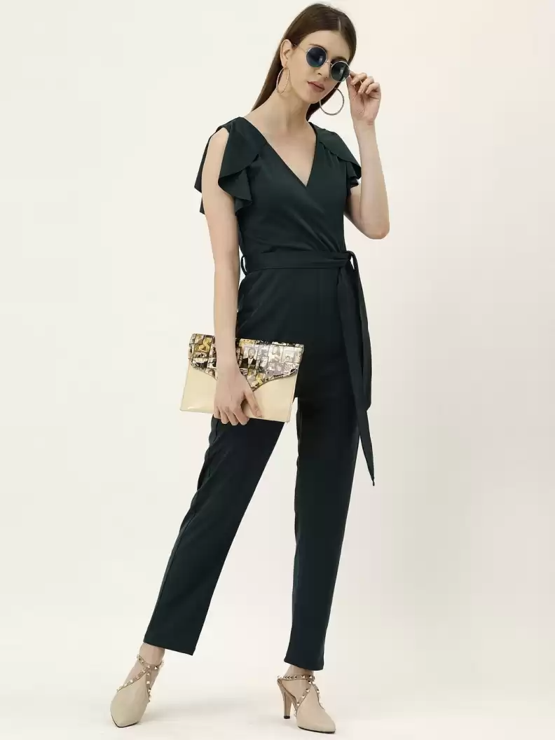 Stacked Flame  Solid Women Jumpsuit