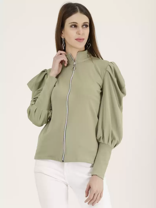 TANDUL  Casual Regular Sleeves Solid Women Light Green Top