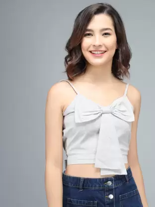 Casual Solid Women Grey Top