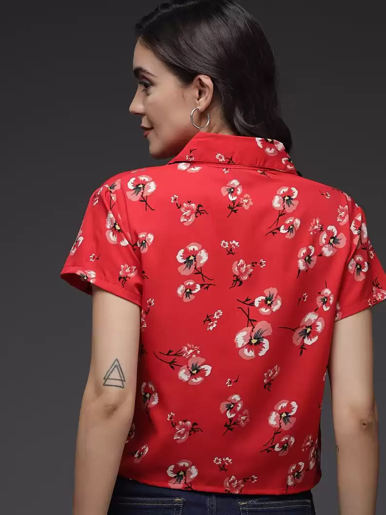 Stacked Flame  Women Regular Fit Printed Button Down Collar Formal Shirt