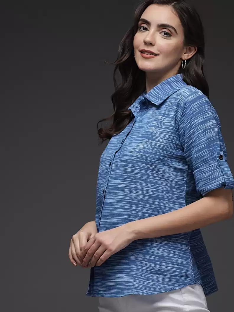 Stacked Flame Women Regular Fit Printed Button Down Collar Formal Shirt