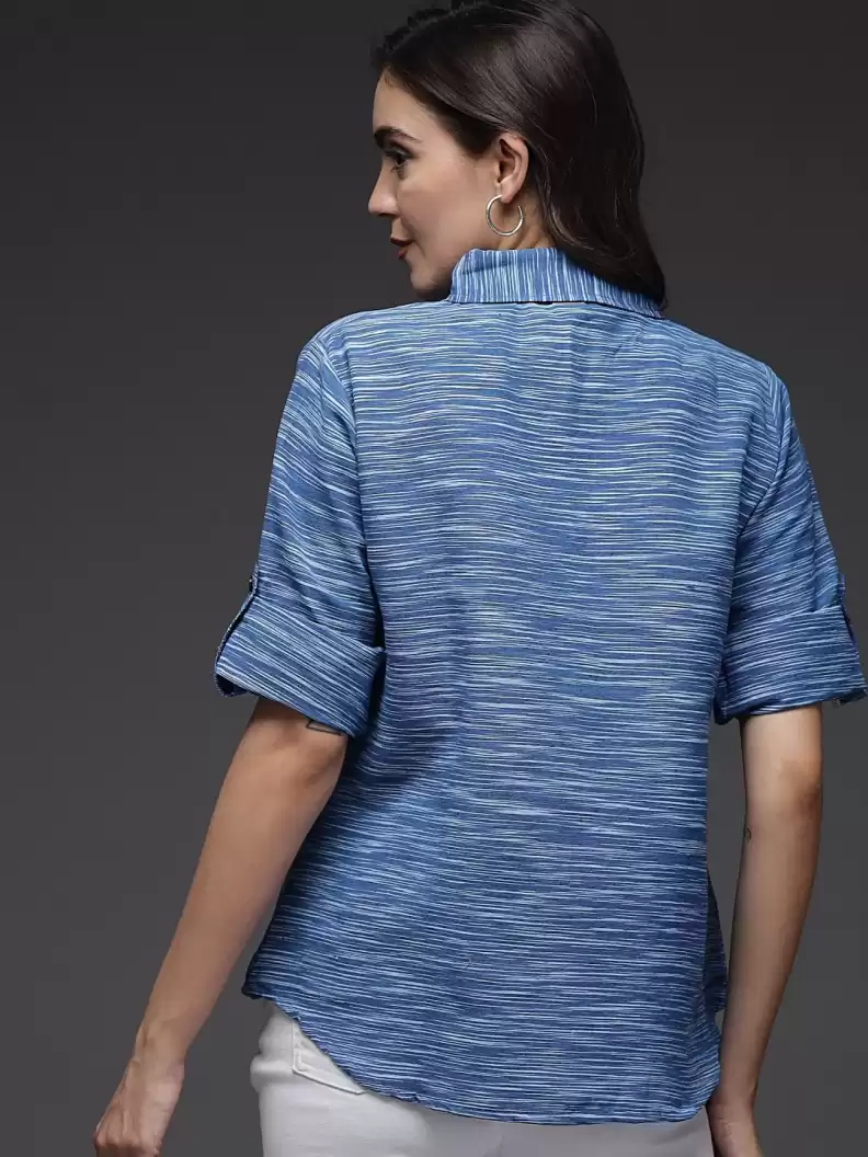 Stacked Flame Women Regular Fit Printed Button Down Collar Formal Shirt