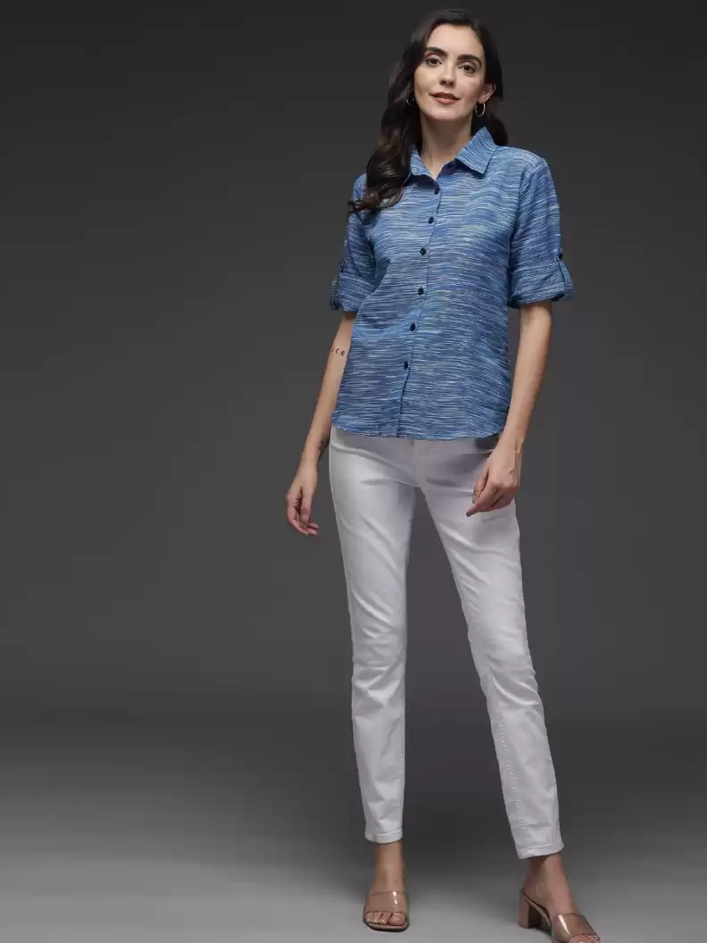 Stacked Flame Women Regular Fit Printed Button Down Collar Formal Shirt