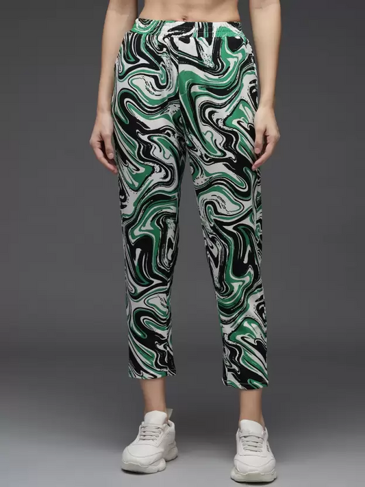 Stacked Flame Regular Fit Women Multicolor Lycra Blend Trousers