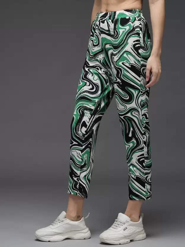 Stacked Flame Regular Fit Women Multicolor Lycra Blend Trousers