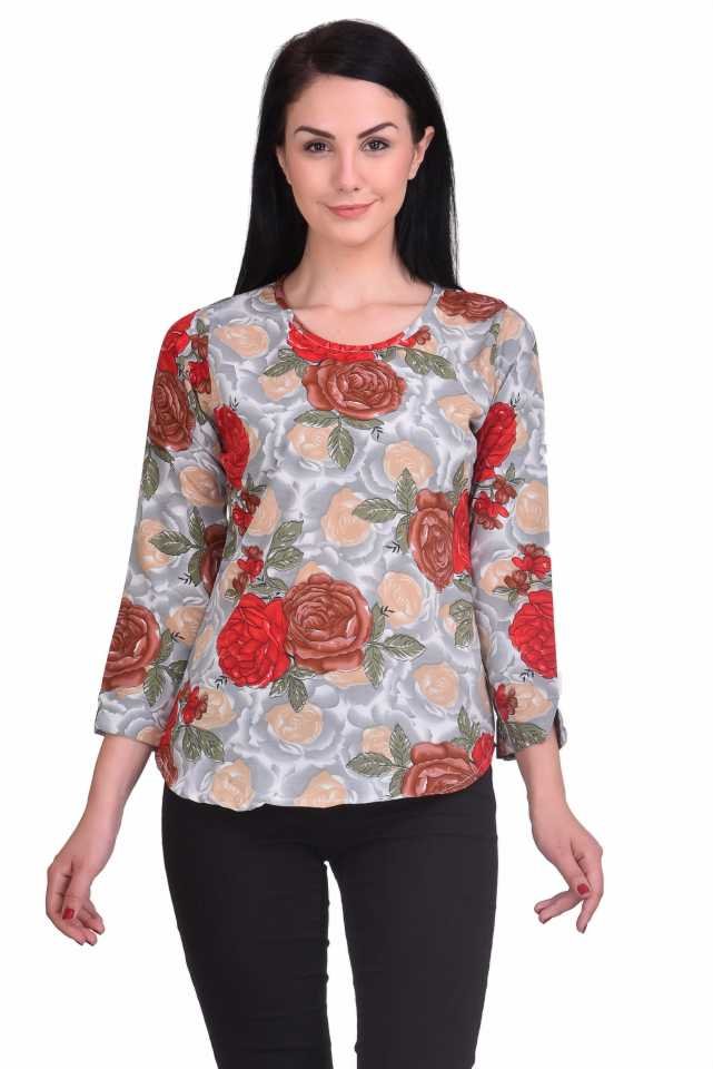 Casual Regular Sleeves Printed Women Multicolor Top