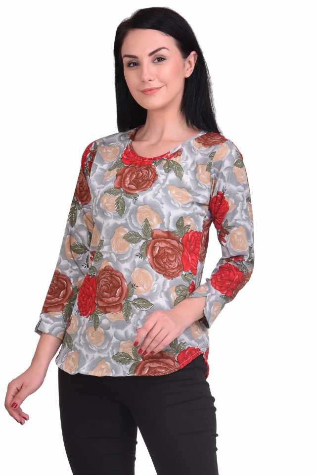 Casual Regular Sleeves Printed Women Multicolor Top