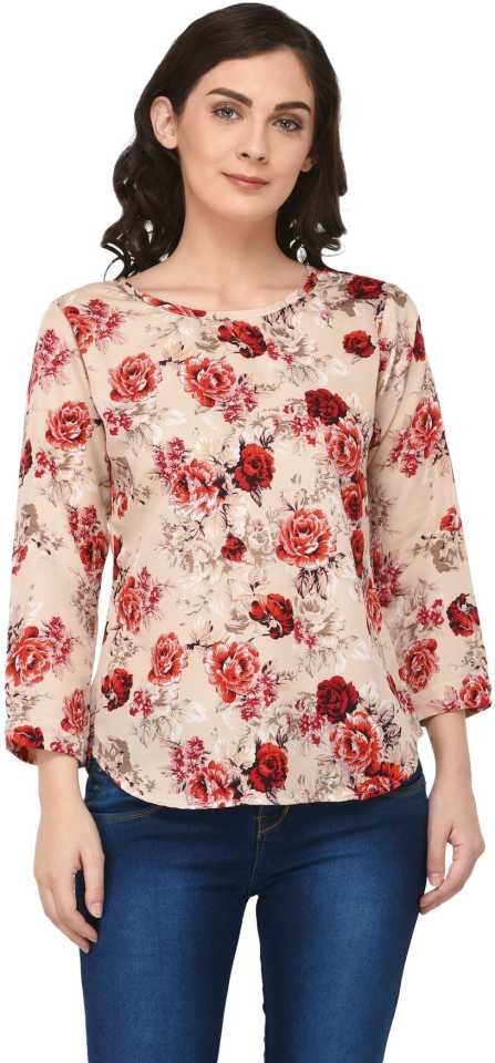 TANDUL  Casual Regular Sleeves Floral Print Women Multicolor Top