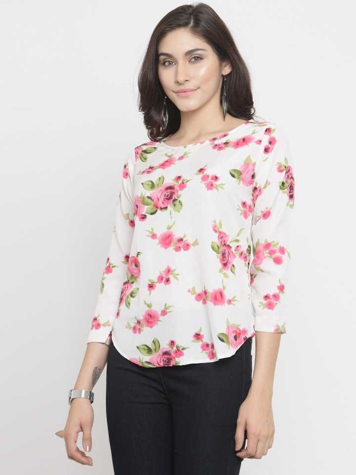 TANDUL  Casual Regular Sleeves Floral Print Women Multicolor Top