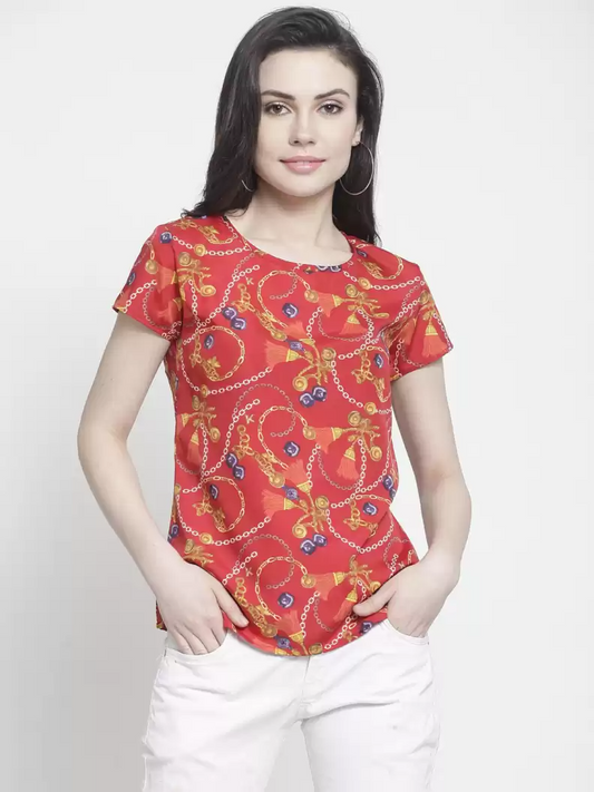 TANDUL  Casual Regular Sleeves Printed Women Multicolor Top