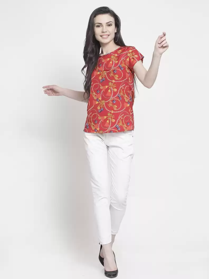 TANDUL  Casual Regular Sleeves Printed Women Multicolor Top