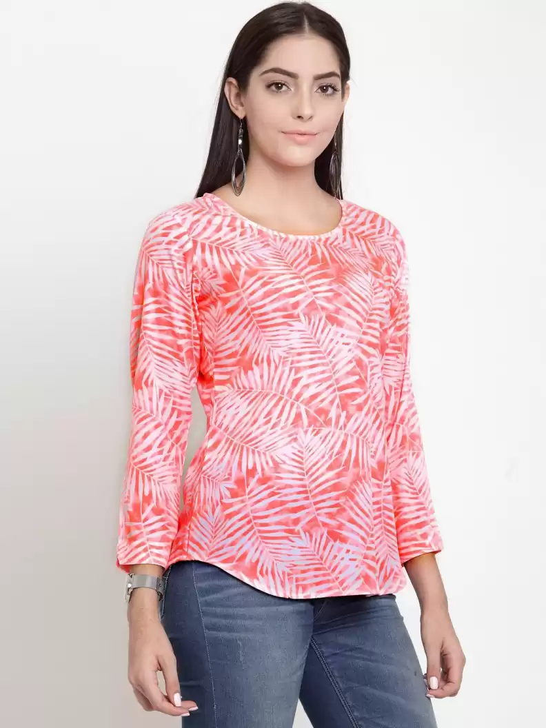 TANDUL  Casual Regular Sleeves Printed Women Orange Top