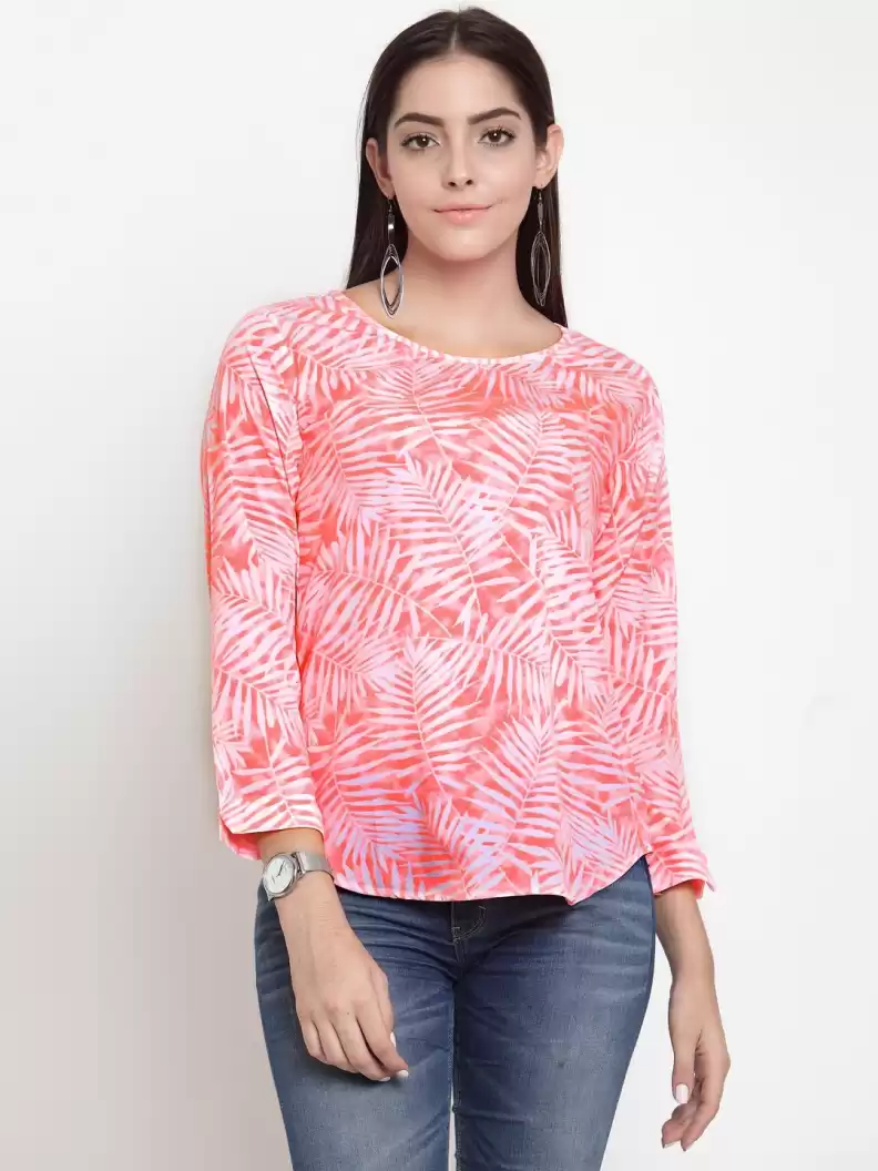 TANDUL  Casual Regular Sleeves Printed Women Orange Top