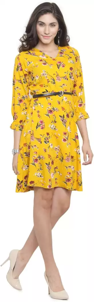 TANDUL  Women Fit and Flare Yellow Dress