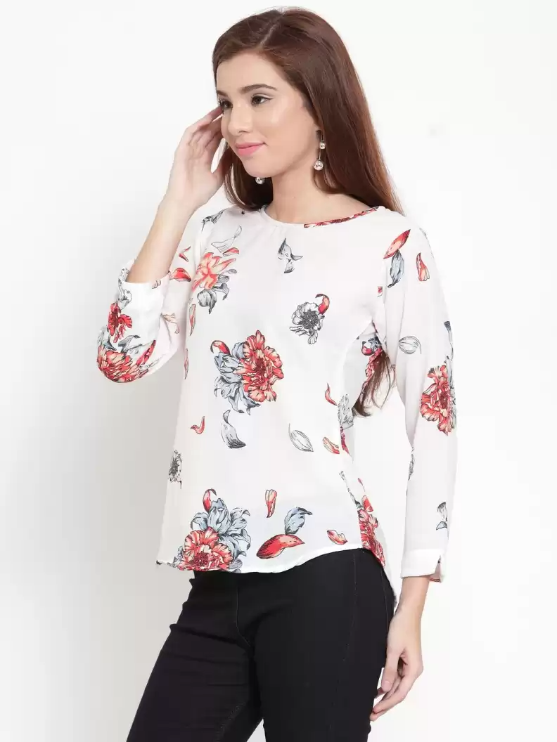 TANDUL  Casual Regular Sleeves Floral Print Women Multicolor Top
