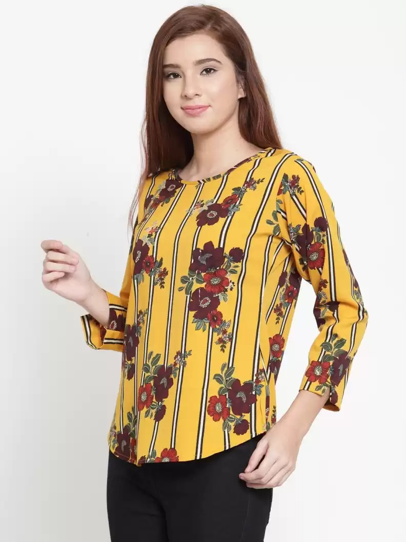TANDUL  Casual Regular Sleeves Floral Print Women Multicolor Top