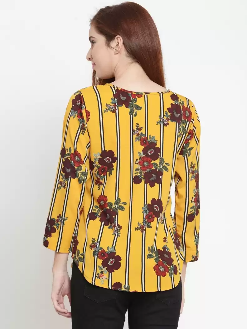 TANDUL  Casual Regular Sleeves Floral Print Women Multicolor Top