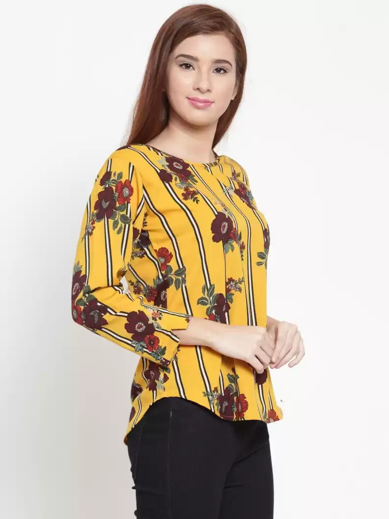 TANDUL  Casual Regular Sleeves Floral Print Women Multicolor Top