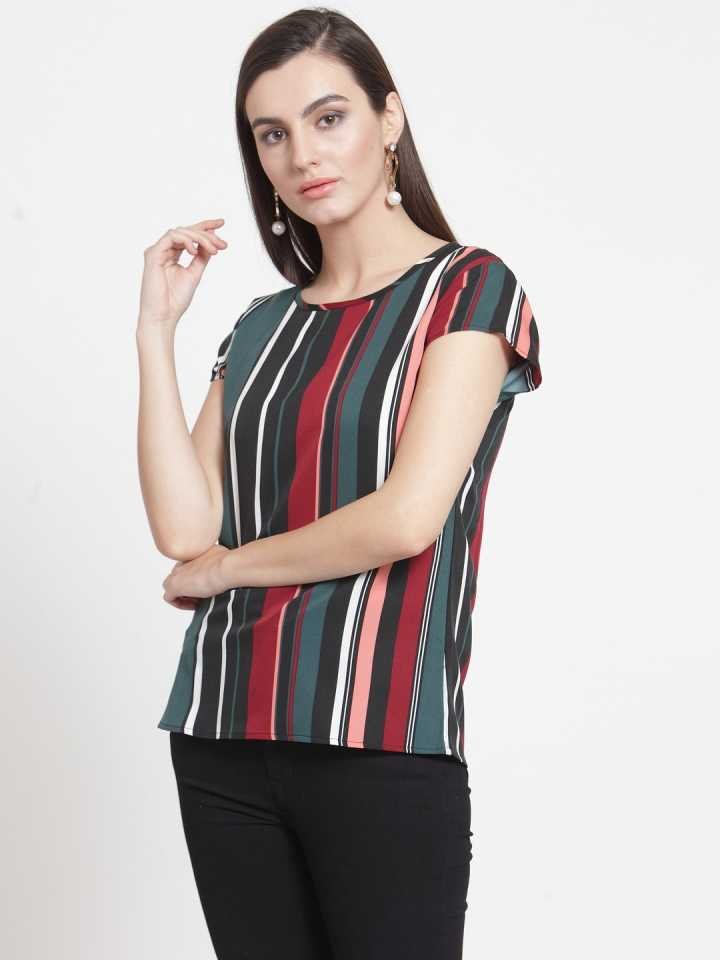 TANDUL  Casual Regular Sleeves Striped Women Multicolor Top
