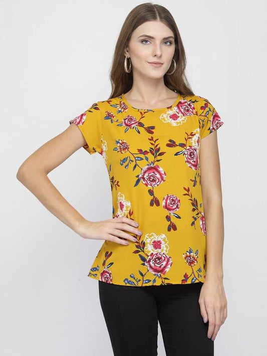 Casual Regular Sleeves Printed Women Multicolor Top