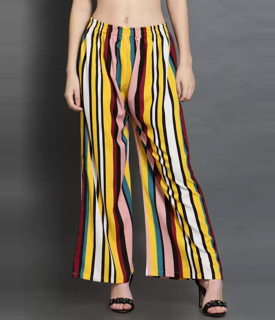 Stacked Flame Regular Fit Women Multicolor Crepe Trousers
