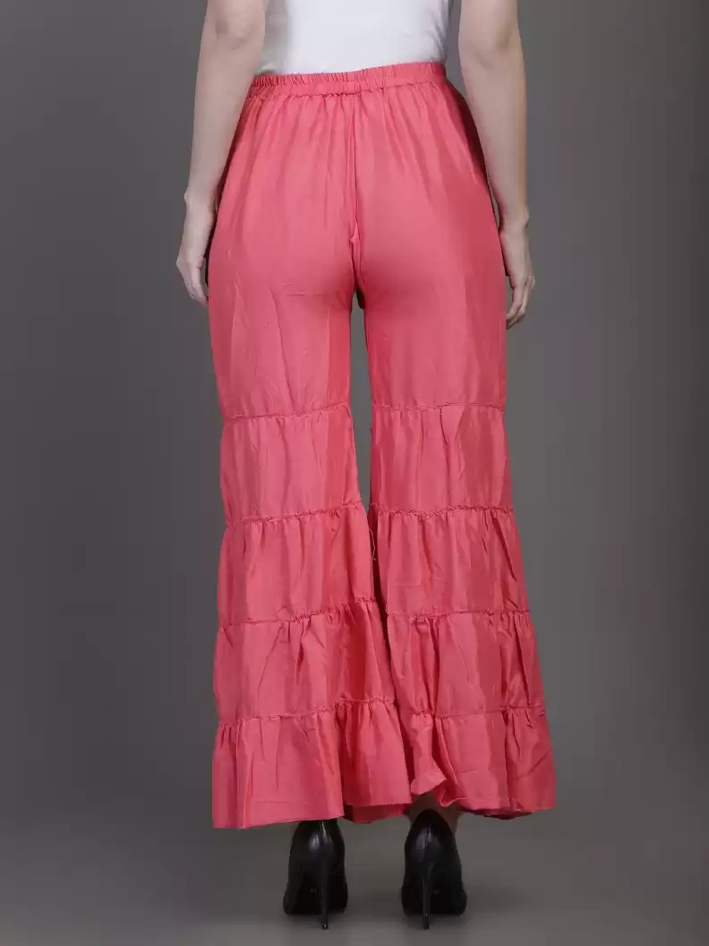 Stacked Flame Regular Fit Women Pink Rayon Trousers